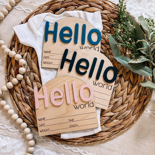 Hello World Birth Announcement Sign - Bubble