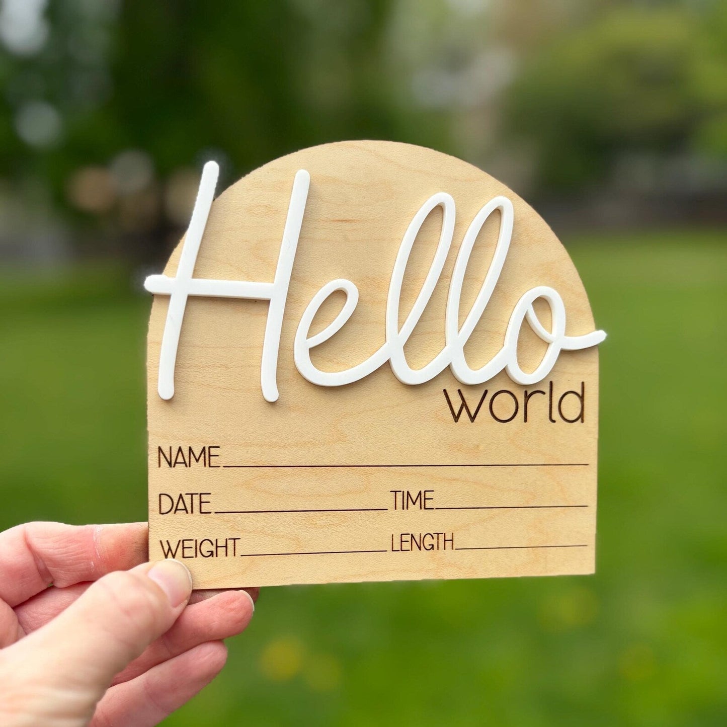 Hello World Birth Announcement Sign - Cursive