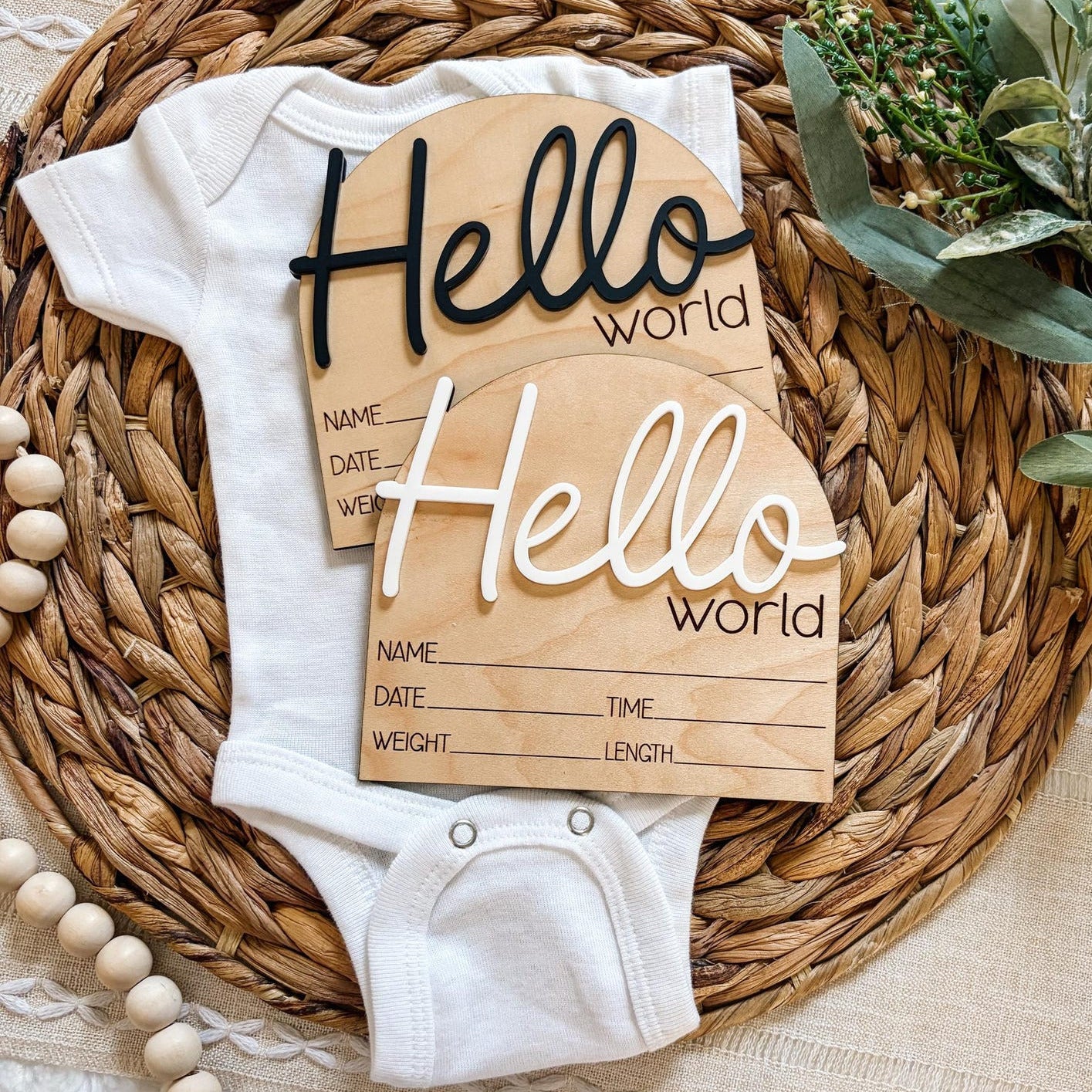 Hello World Birth Announcement Sign - Cursive