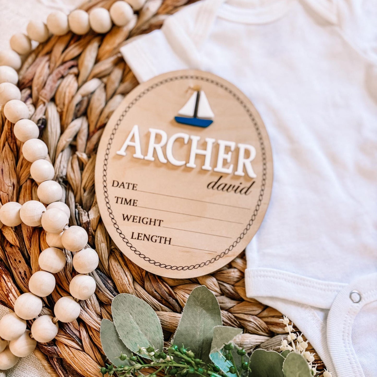 Custom Name Birth Stat Sign - Sailboat