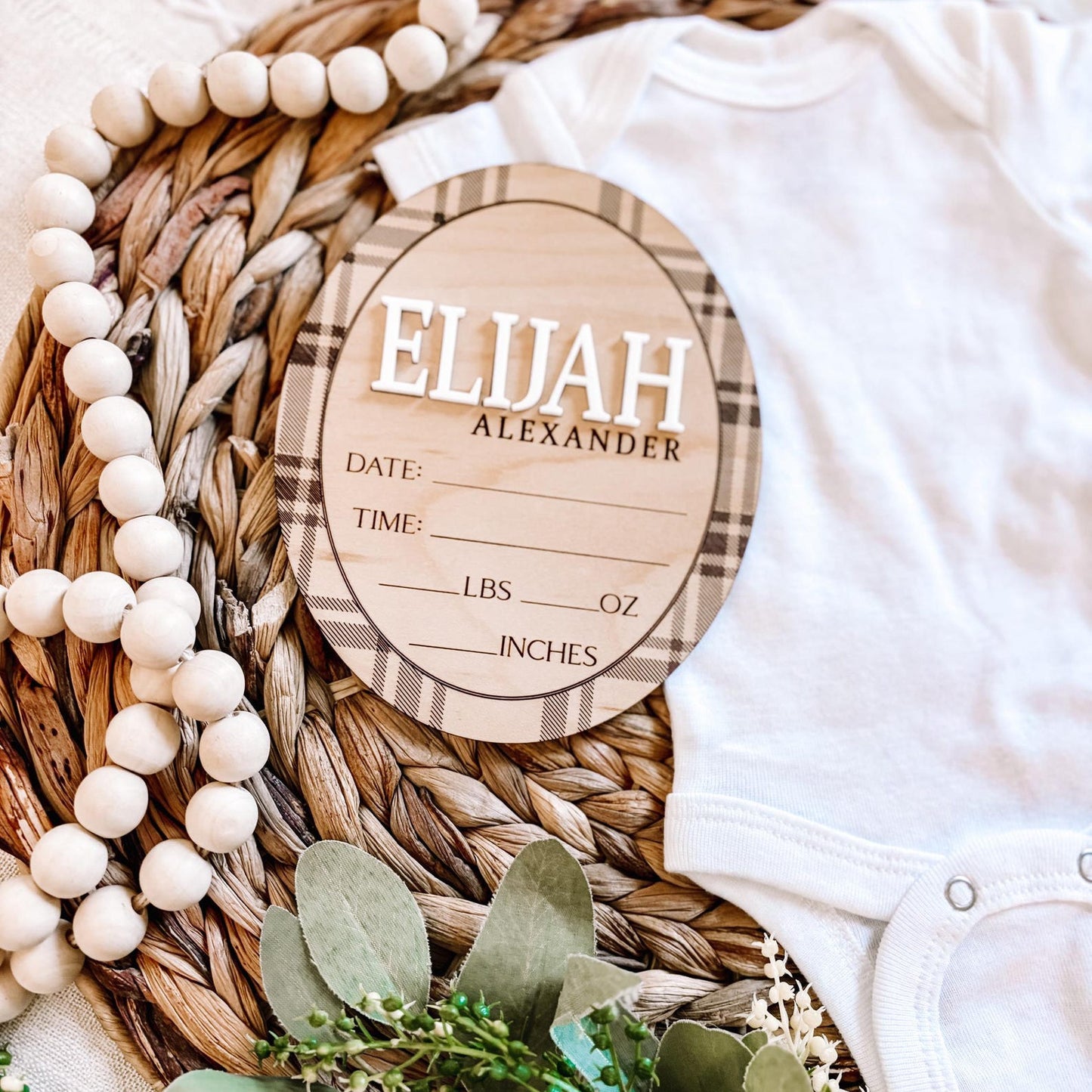 Custom Birth Stat Sign - Plaid