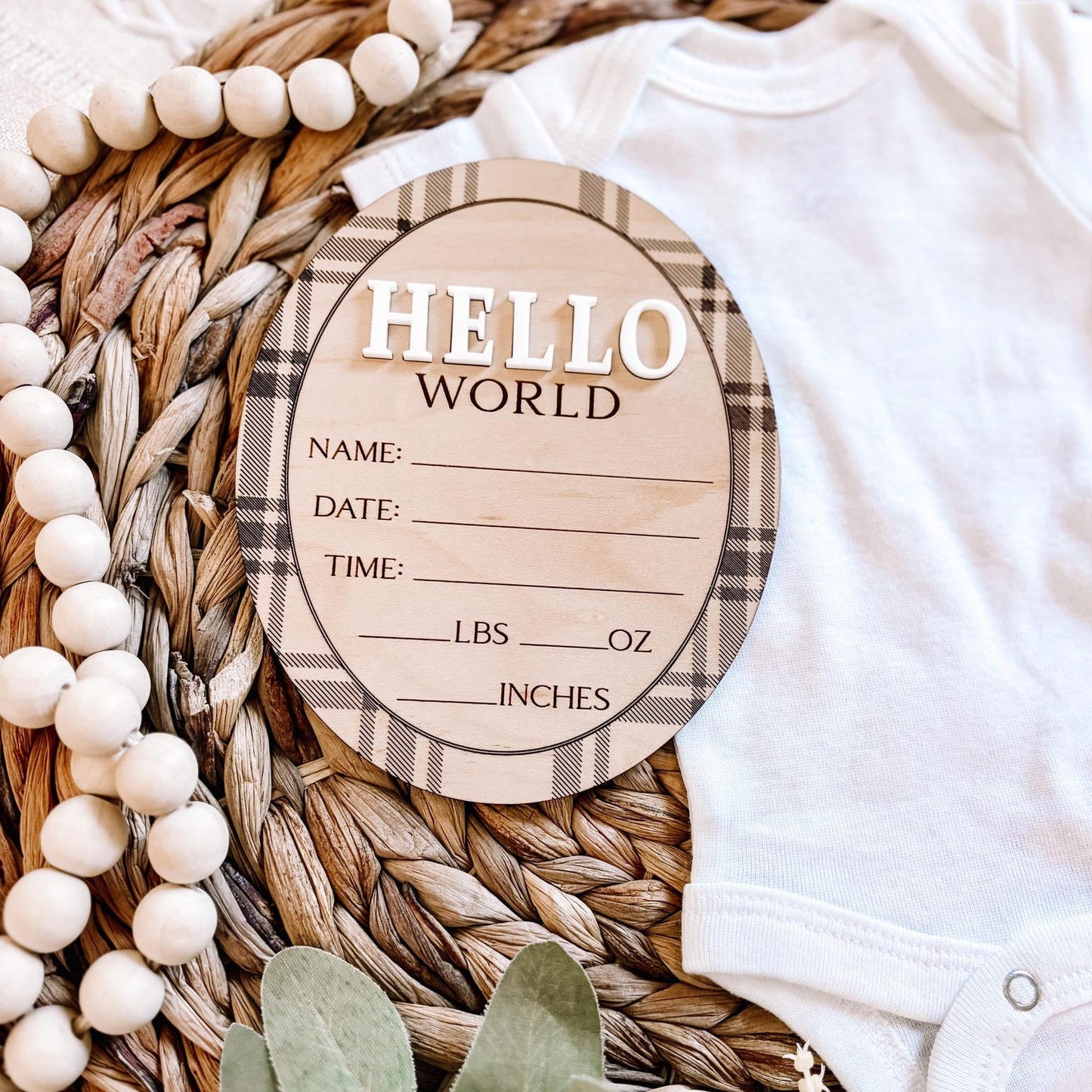 Custom Birth Stat Sign - Plaid