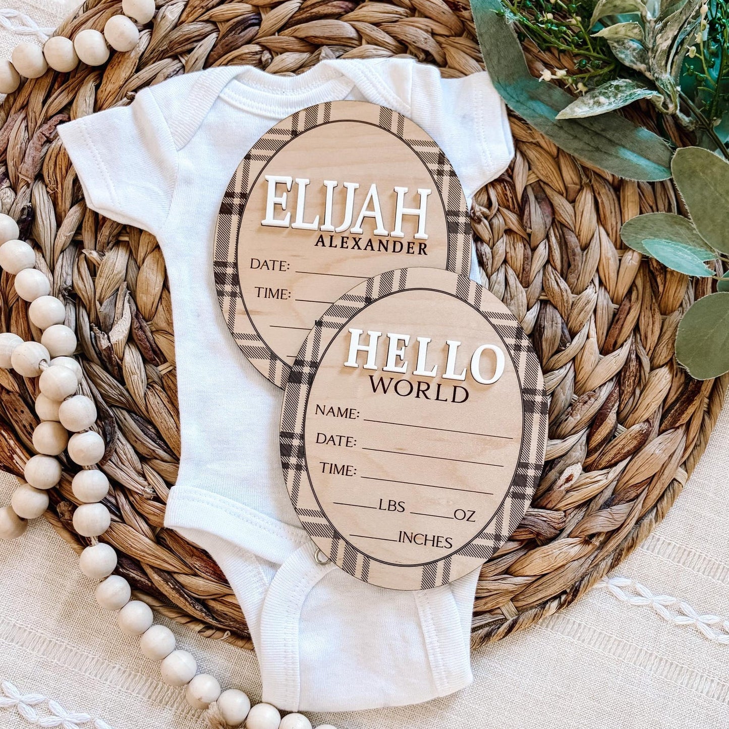 Custom Birth Stat Sign - Plaid
