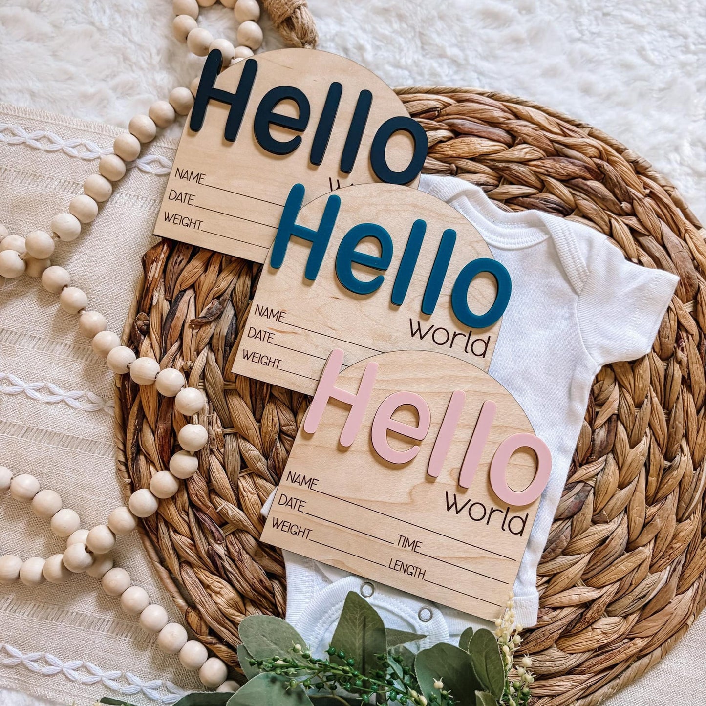 Hello World Birth Announcement Sign - Bubble