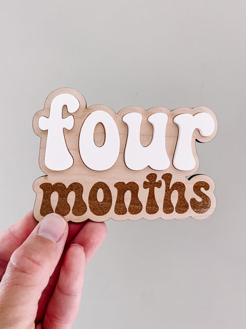 3D Wooden Monthly Milestone Signs - Retro Font