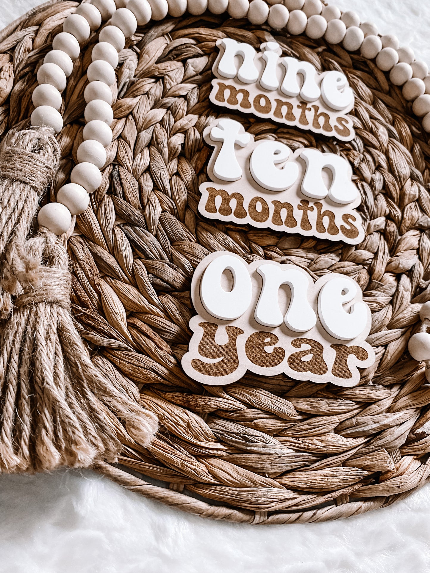 3D Wooden Monthly Milestone Signs - Retro Font