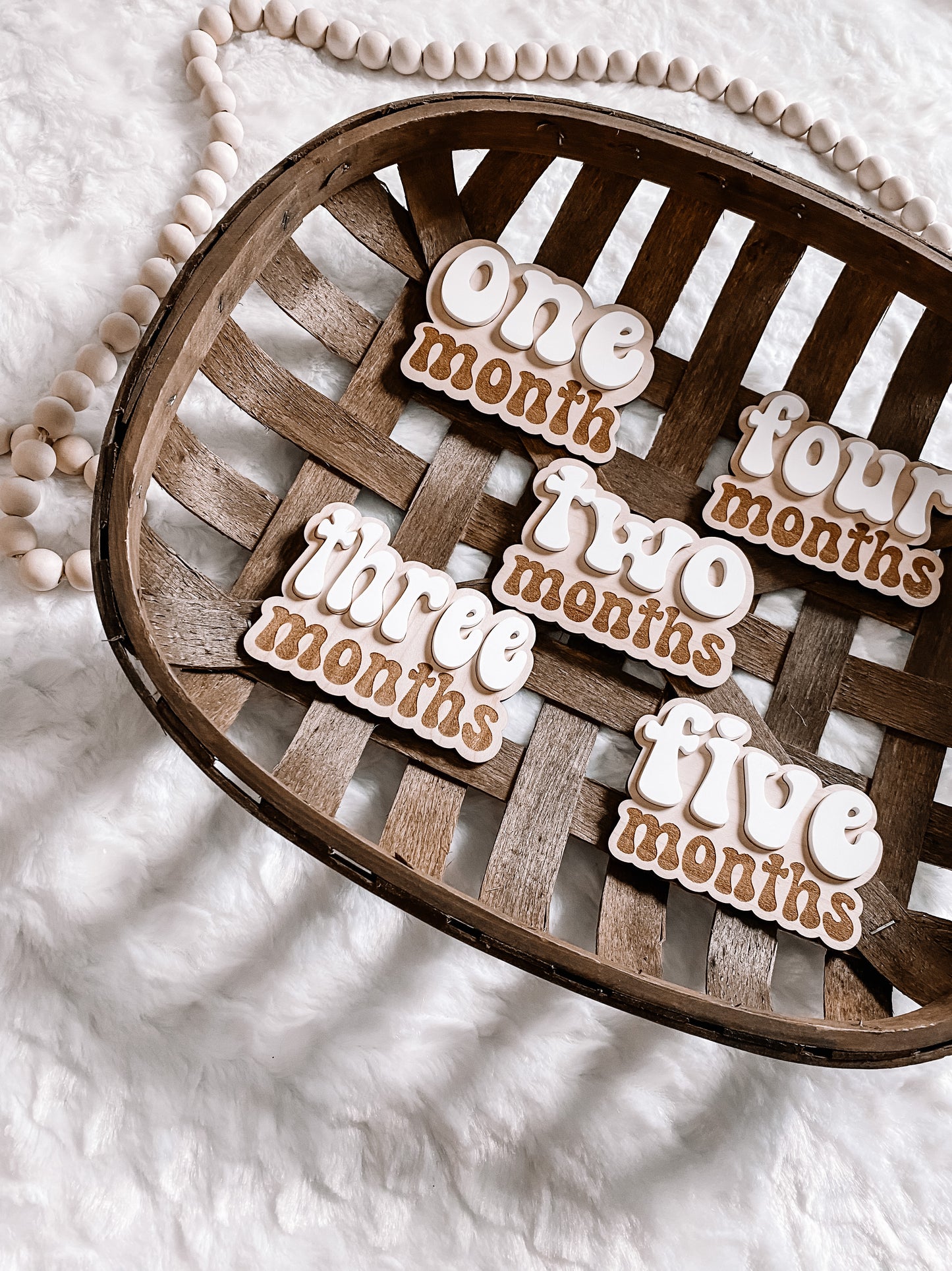 3D Wooden Monthly Milestone Signs - Retro Font