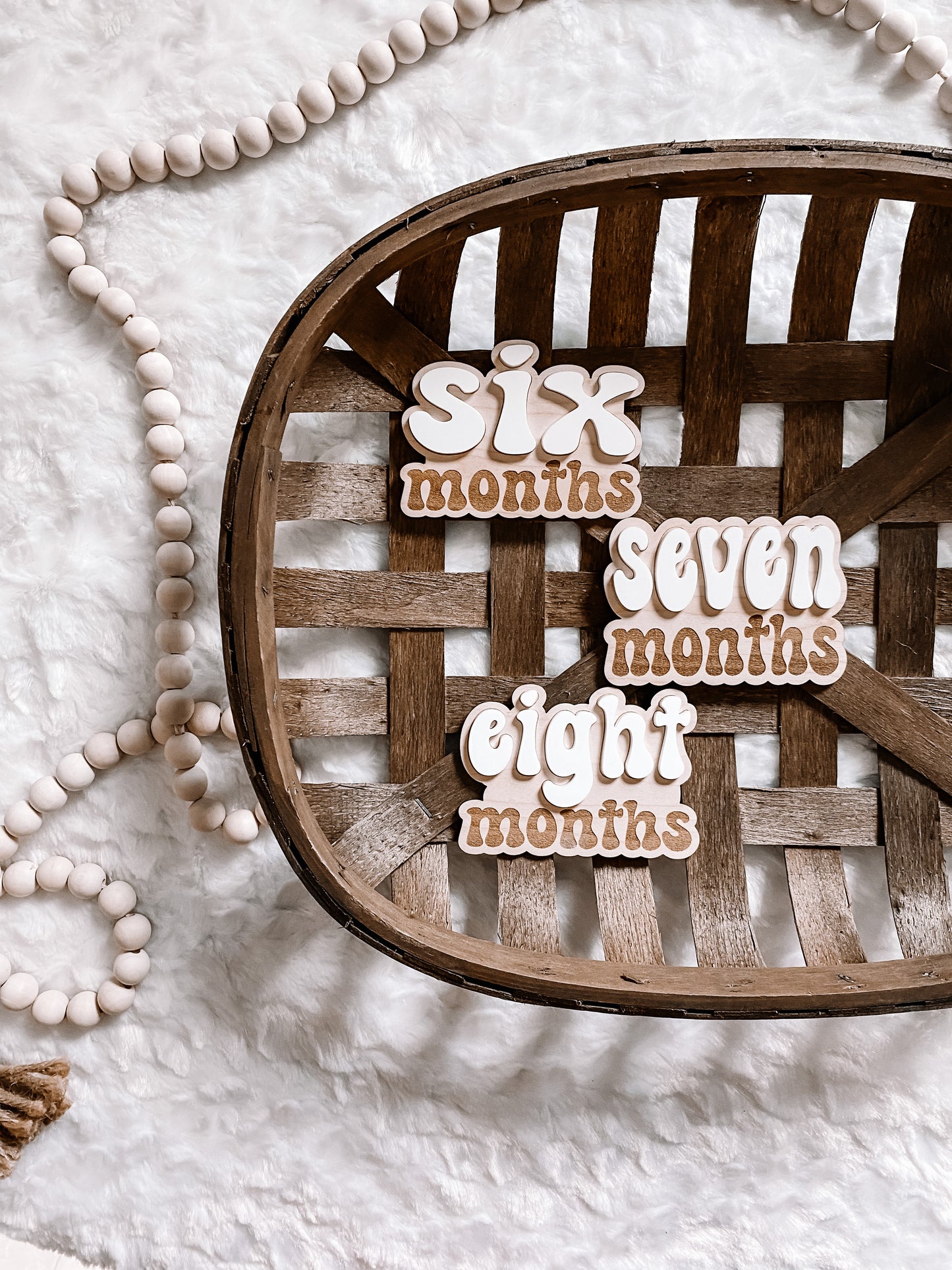 3D Wooden Monthly Milestone Signs - Retro Font