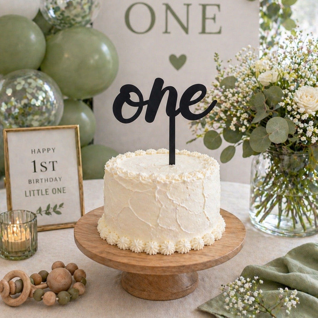 Simple ONE First Birthday Cake Topper