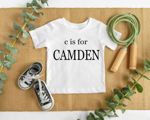 E is For - Custom Toddler Name Kid's Tee Modern Font