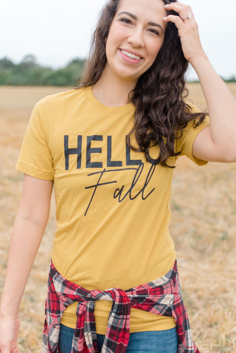 Hello Fall Tee - Mustard