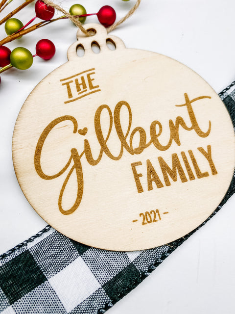 Custom Family Name Christmas Ornament