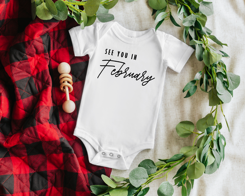 See You In Baby Announcement with Date Onesie
