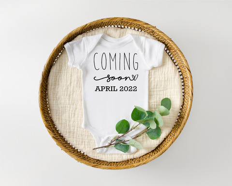 Simple Coming Soon Onesie with Month & Year