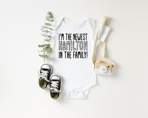 Newest in the Family Custom Name Onesie