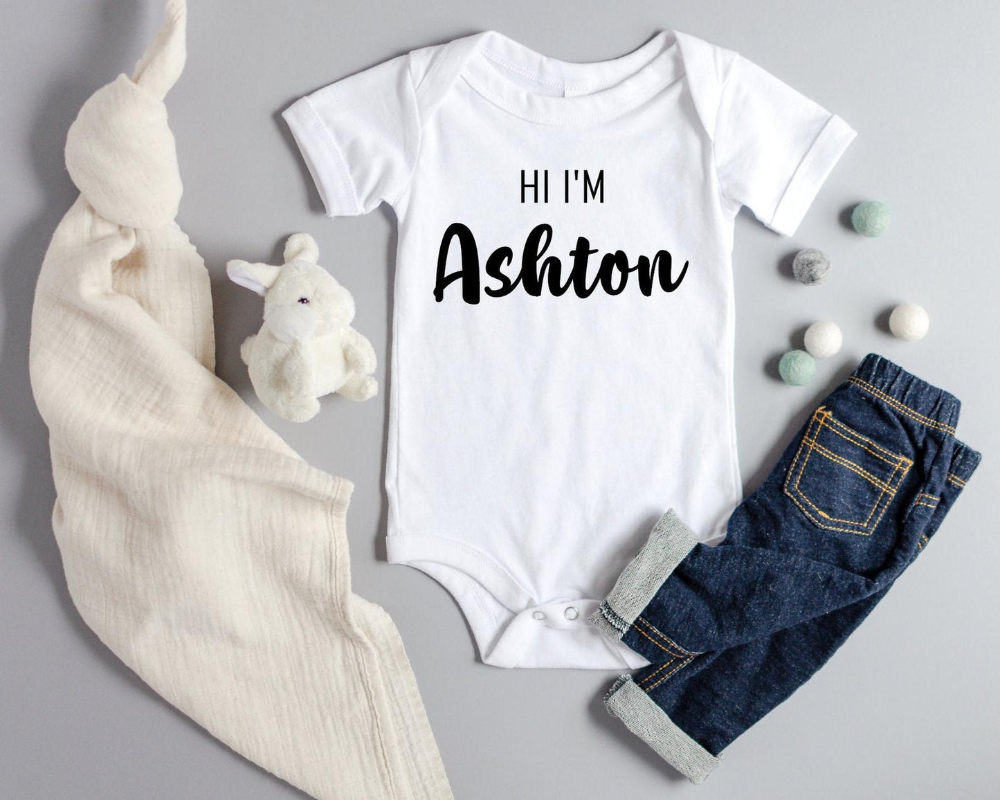 Hi I'm Custom Name Announcement Onesie