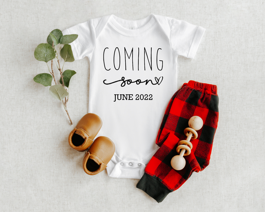 Simple Coming Soon Onesie with Month & Year