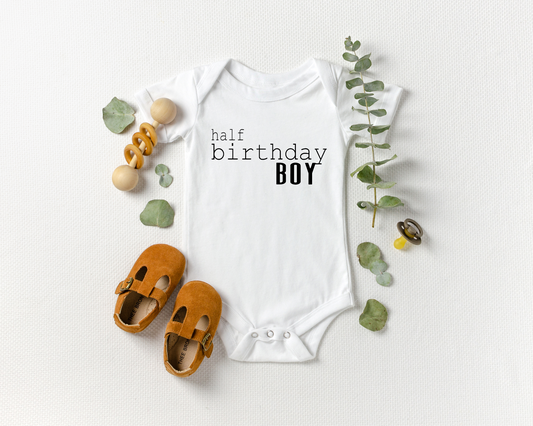 Half Birthday Boy Milestone Onesie