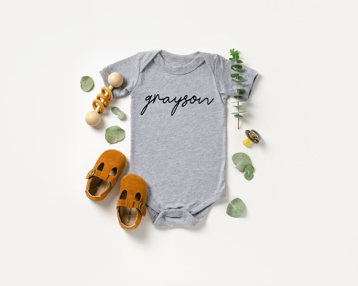 Monogram Script Baby Name Onesie