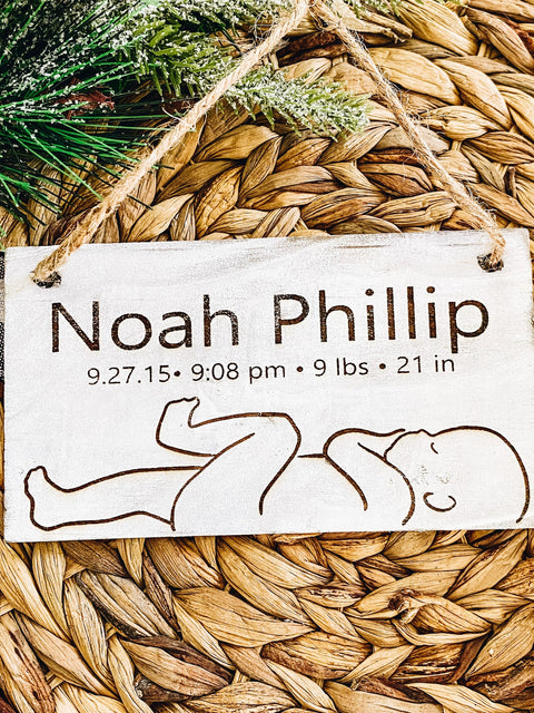 Baby's First Christmas - Birth Stat Ornament Rectangle