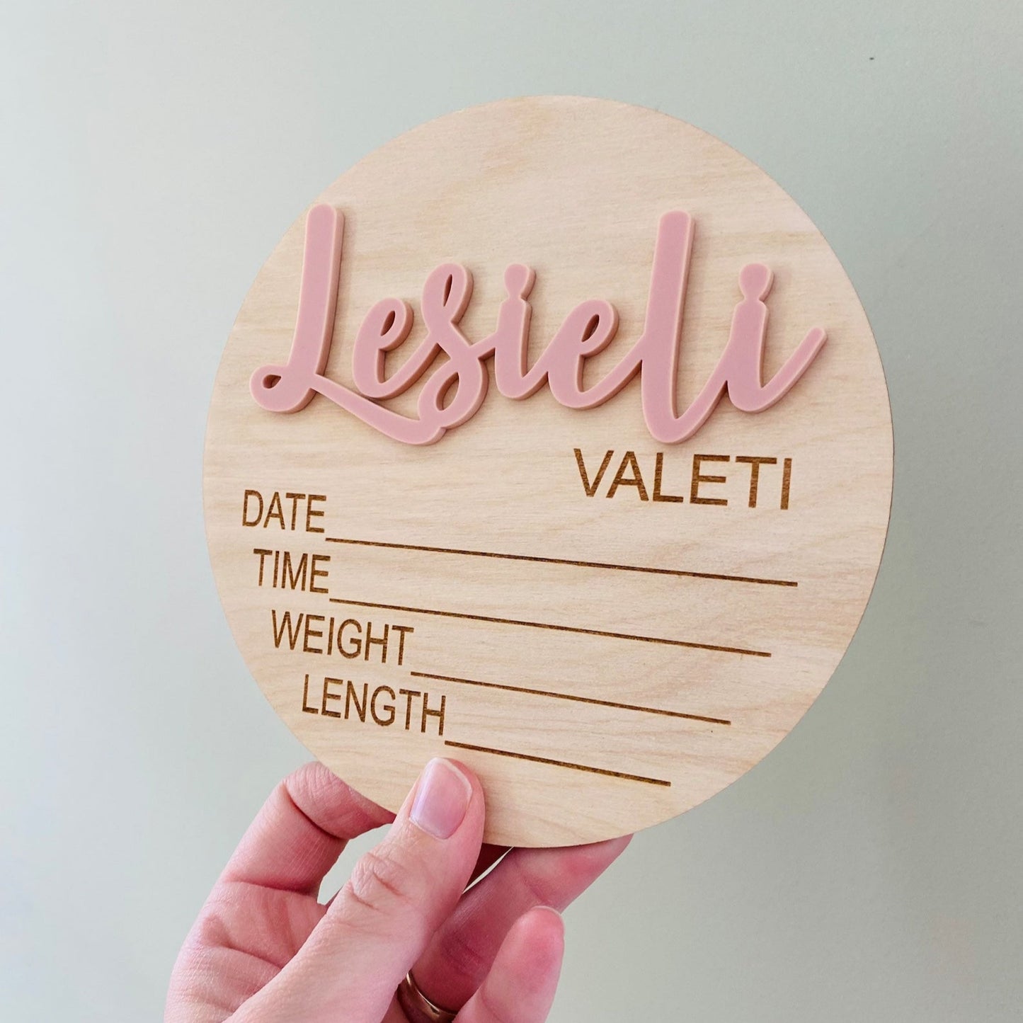 3D Wood Birth Stat Circle - Custom with Name