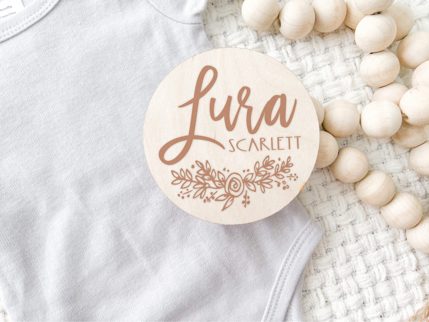 Custom Birth Announcement Stat Disc - Luna Floral