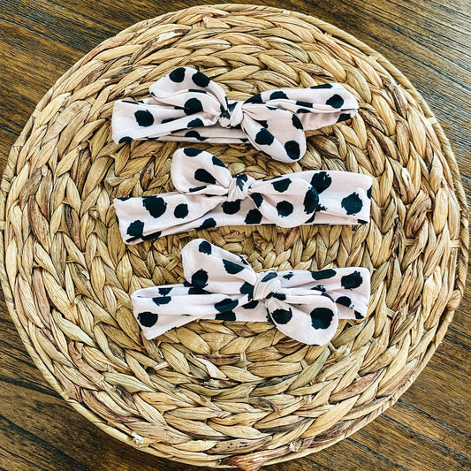 Stretchy Pink Dalmation Organic Cotton Headband