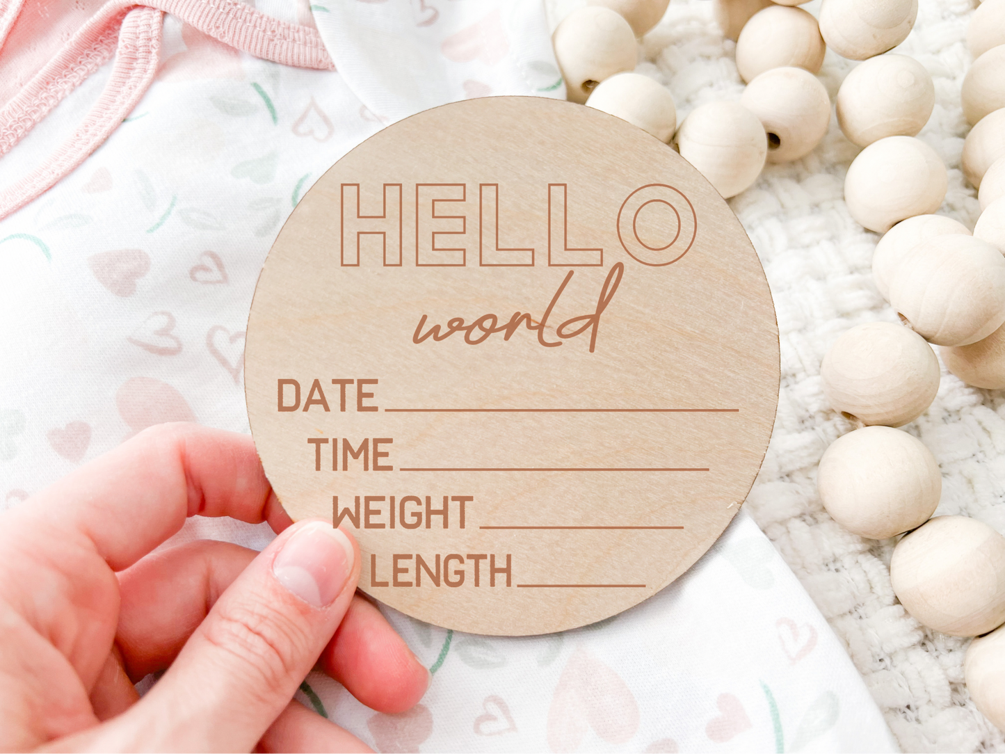 Wooden Birth Announcement Disc