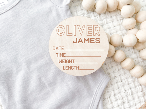 Custom Birth Announcement Stat Disc - Oliver James