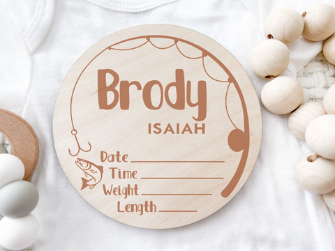 Custom Birth Announcement Stat Disc - Brody Fishing