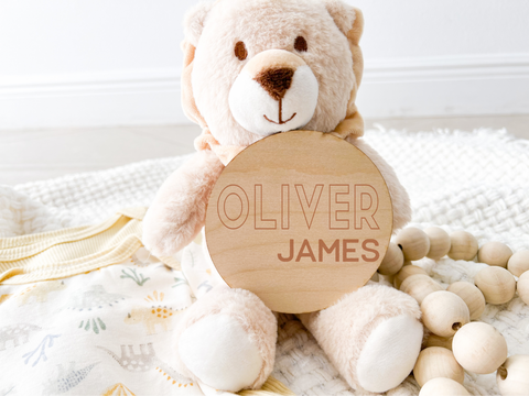 Custom Birth Announcement Stat Disc - Oliver Outline