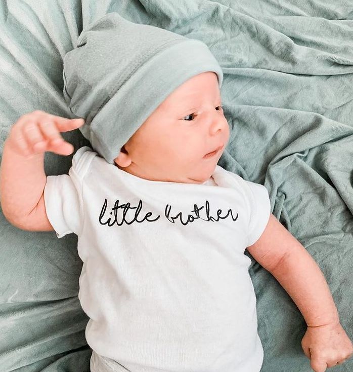 Little Brother Script Blue Onesie