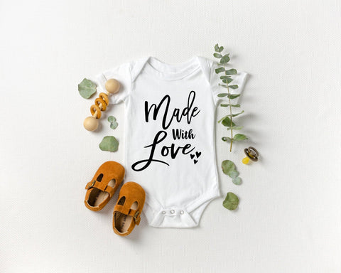 Made With Love Onesie - Black Writing