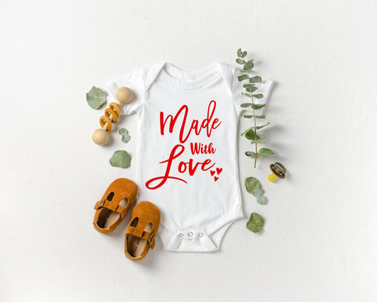 Made With Love Onesie - Red Writing