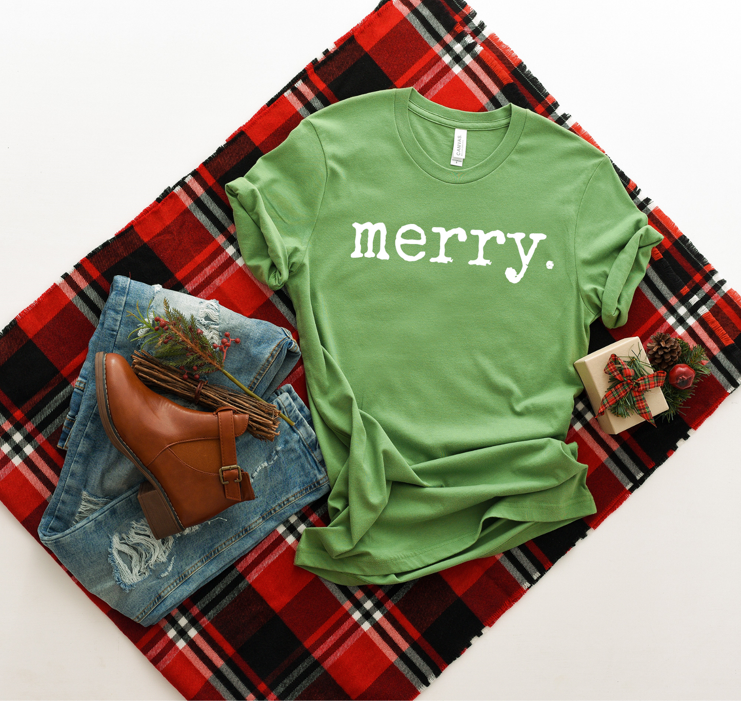 Merry.  Simple Classic Holiday Tee