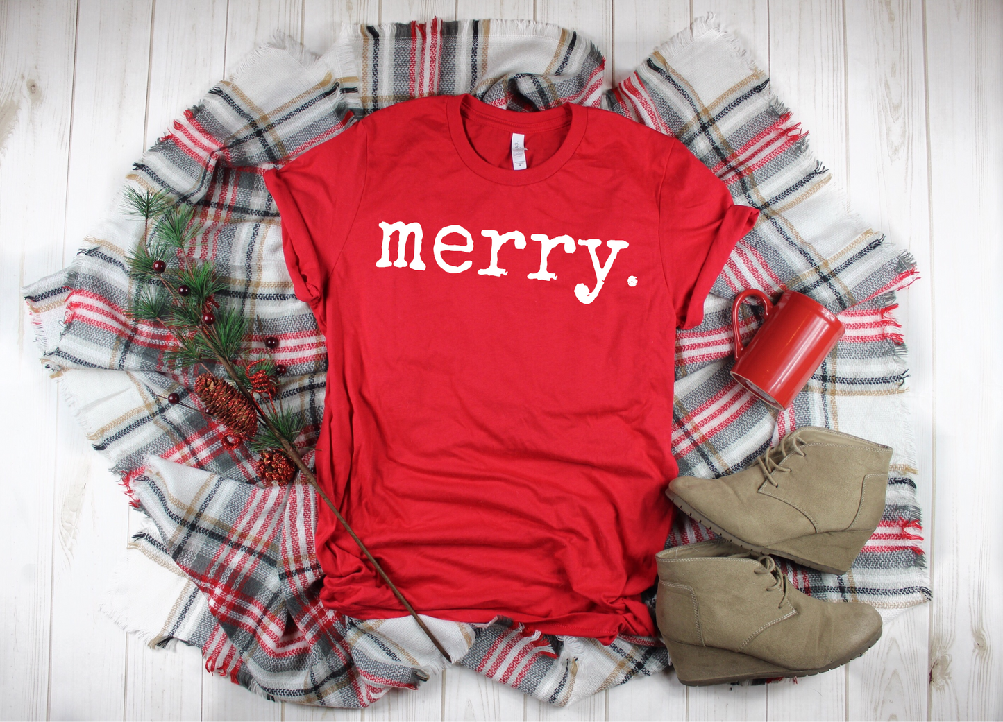 Merry.  Simple Classic Holiday Tee