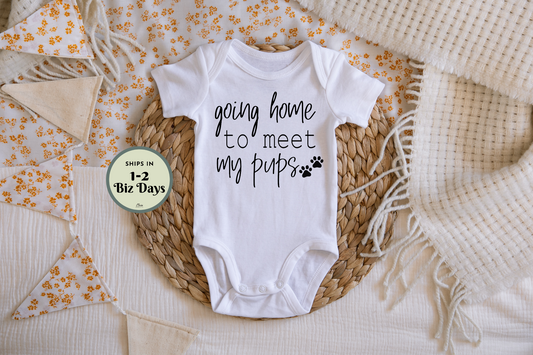 Going Home to Meet My Pups Onesie