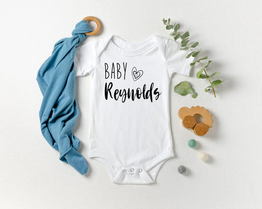Pregnancy Announcement  With Last Name and Hearts Custom Onesie